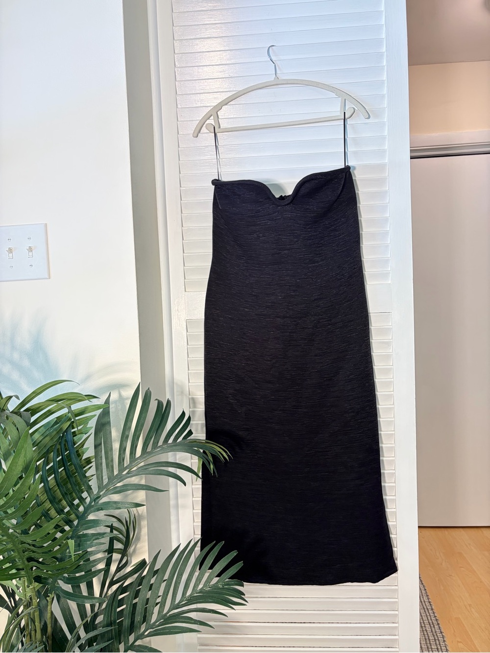 Moon River Black Strapless Mini/Midi Dress